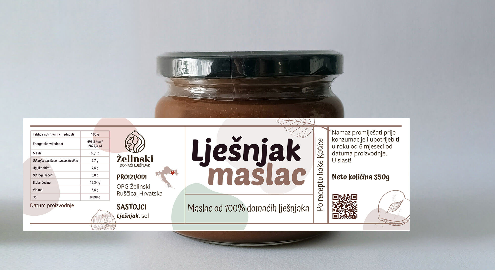 Maslac_staklenka Dizajn etikete za maslac od lješnjaka